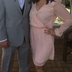 Light pink V neck dress